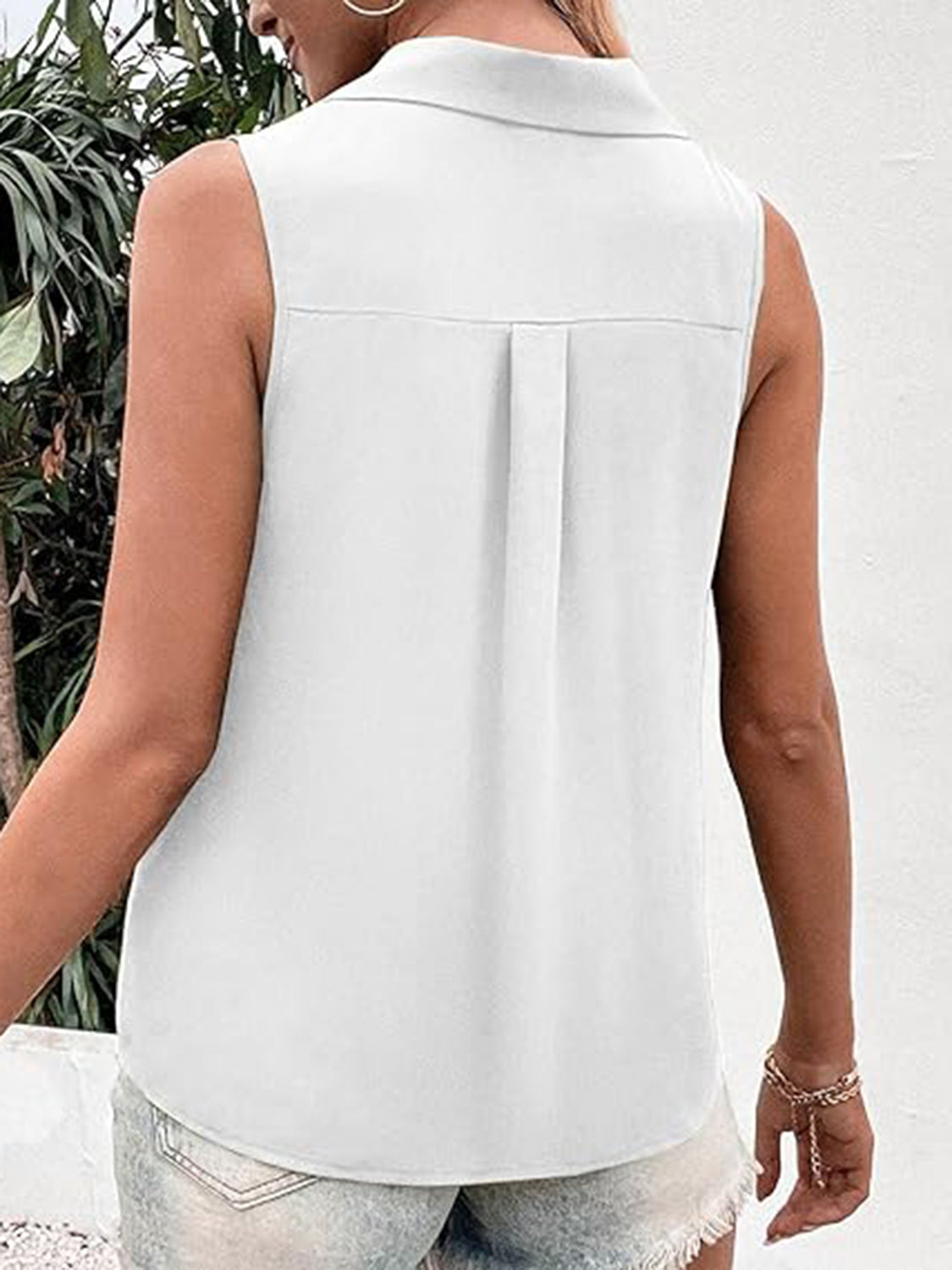 Full Size Johnny Collar Button Up Tank Variety Of Colors