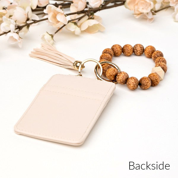 Leopard Beaded Key Ring Wallet Ring