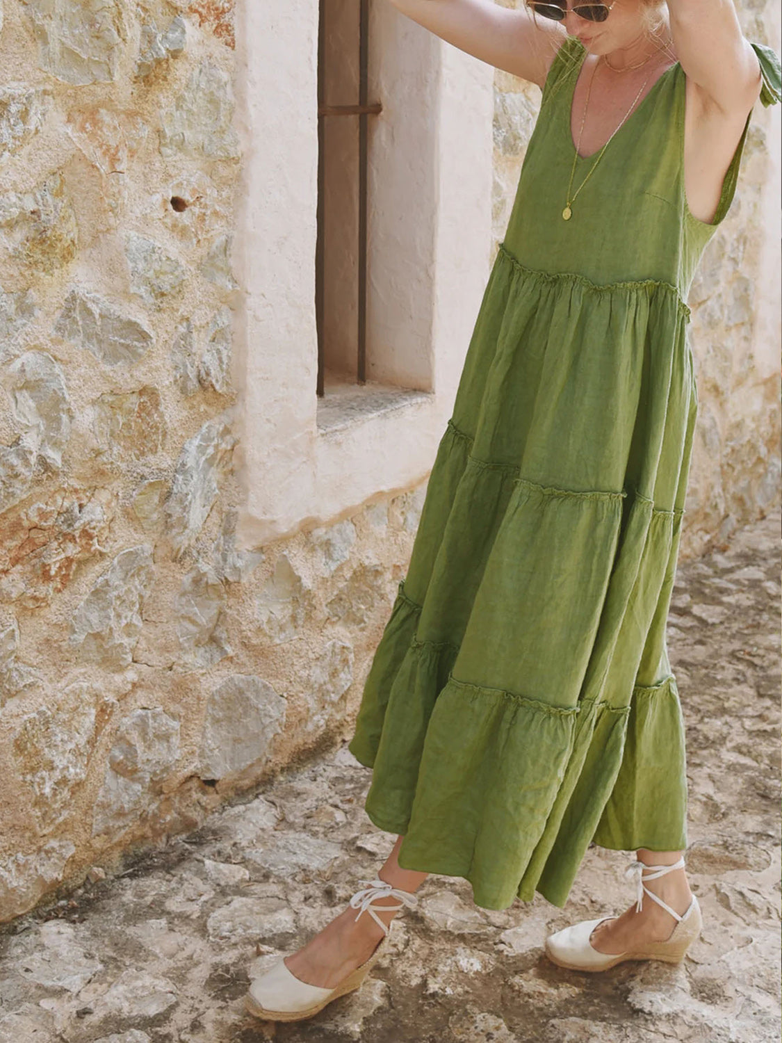 Sage Serenity Tiered Dress