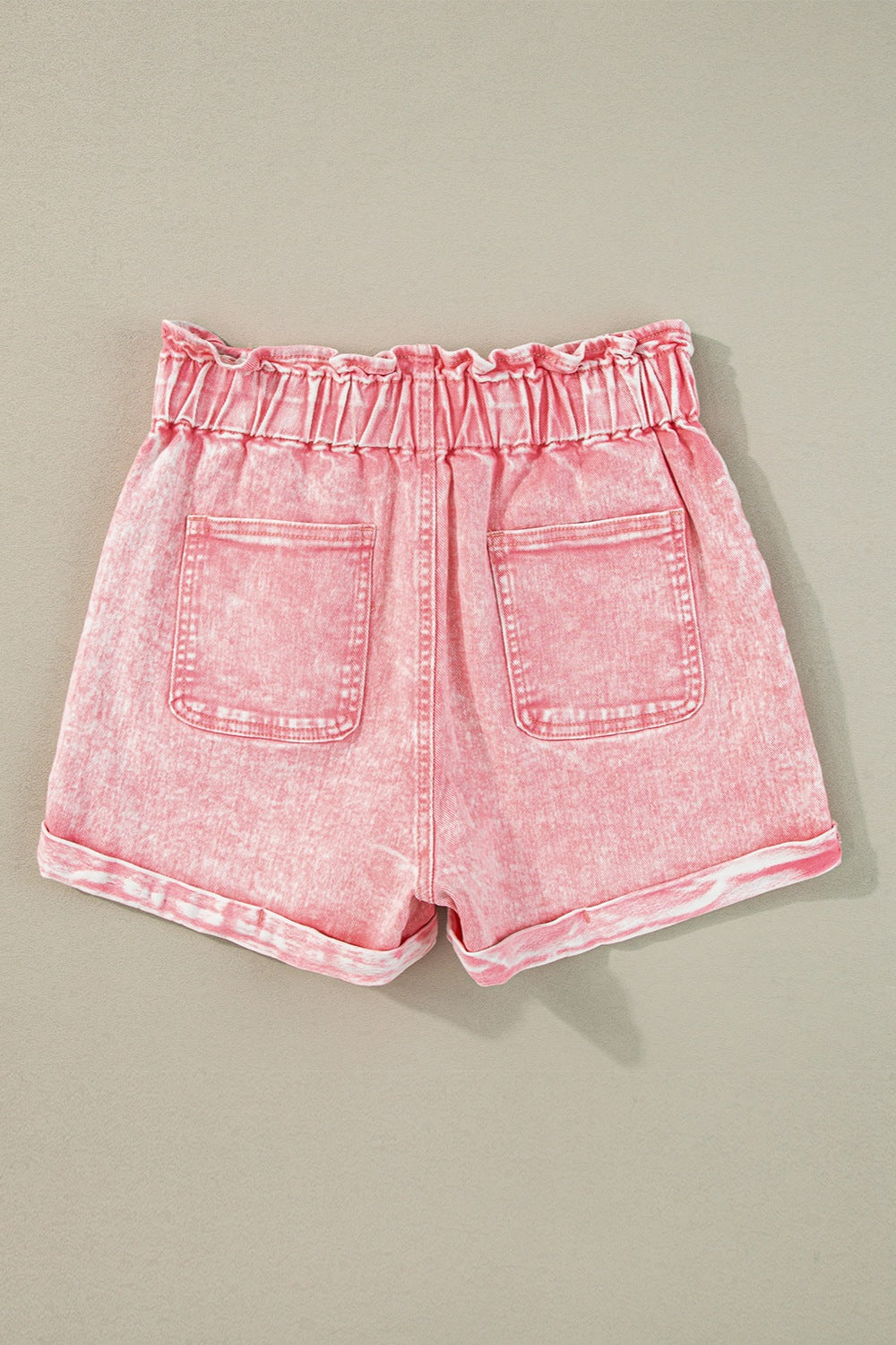 Pink Denim High-Waisted Shorts
