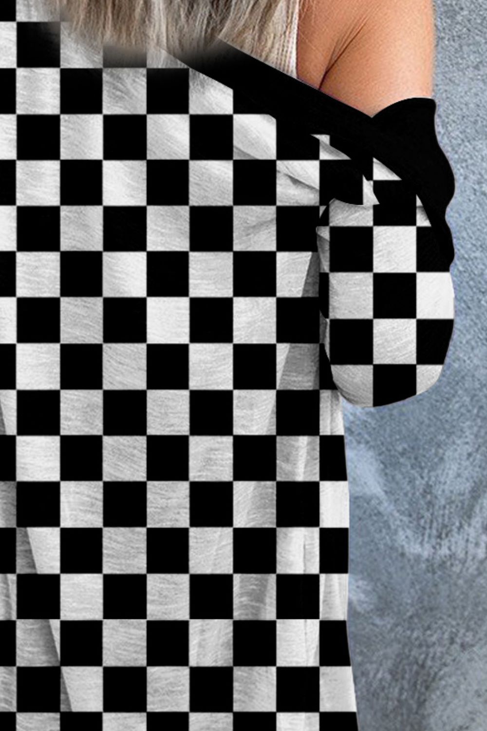 Black & White Checkered Button Up Long Sleeve Cardigan