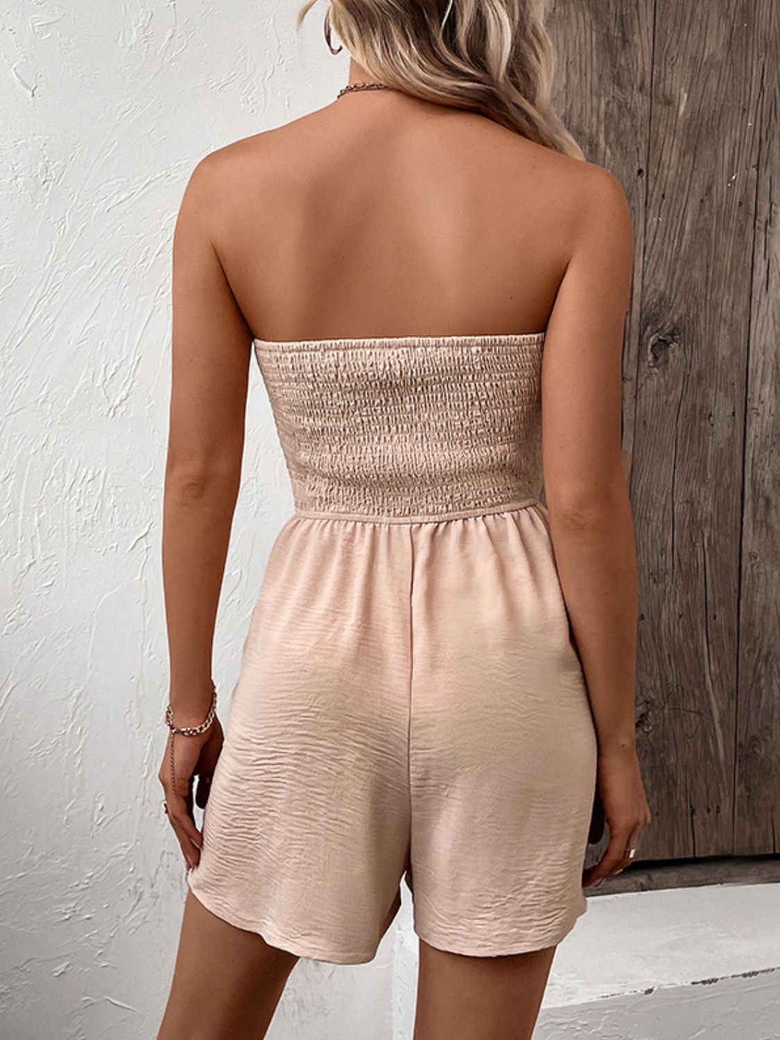 Strapless Romper With Button Details