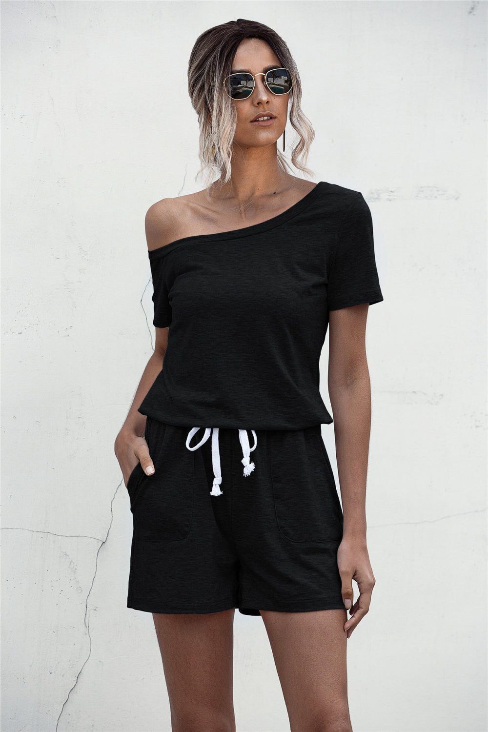 Romper One Shoulder Tie Waist