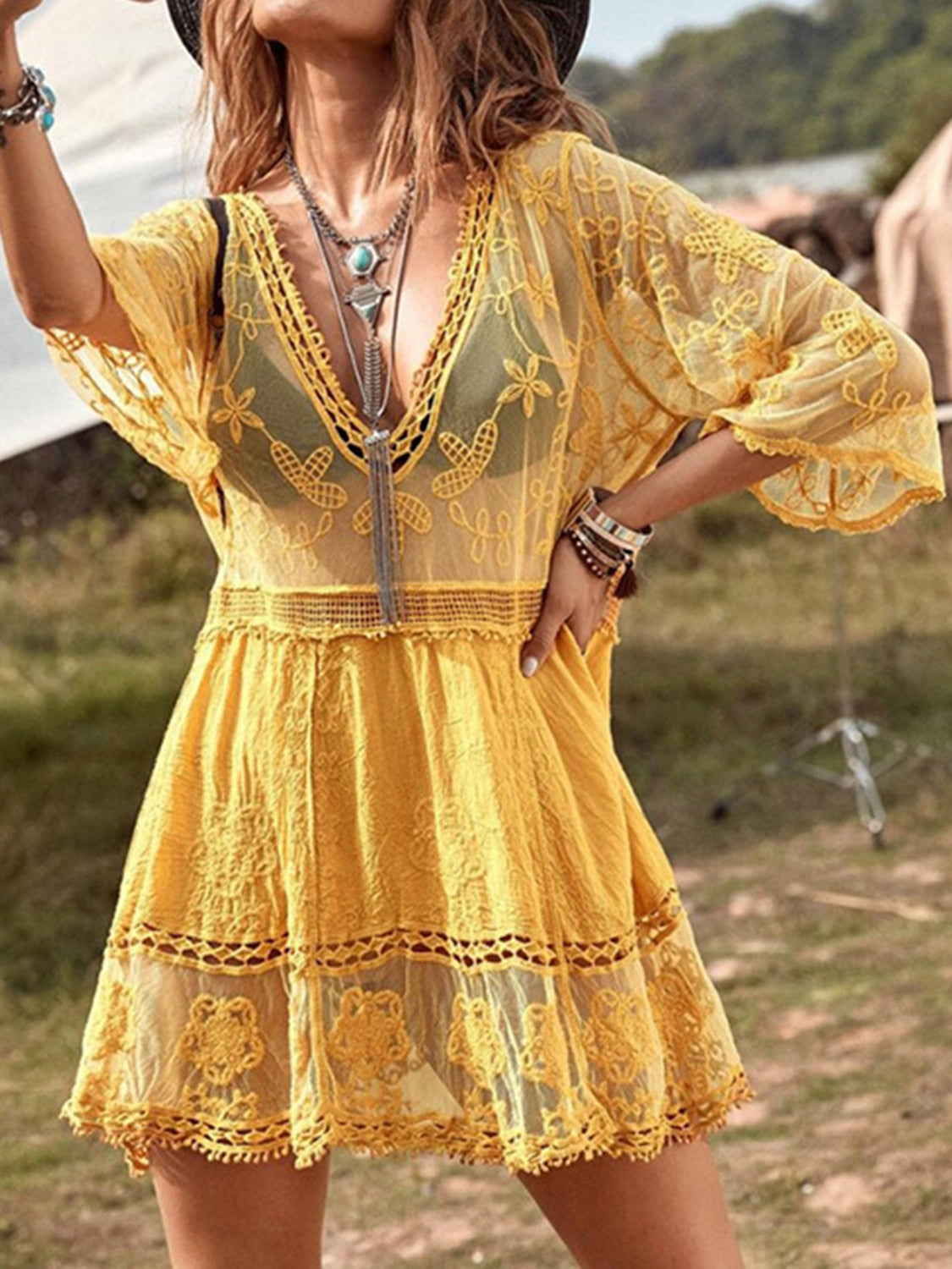 Lace Haven Plunge Cover-Up