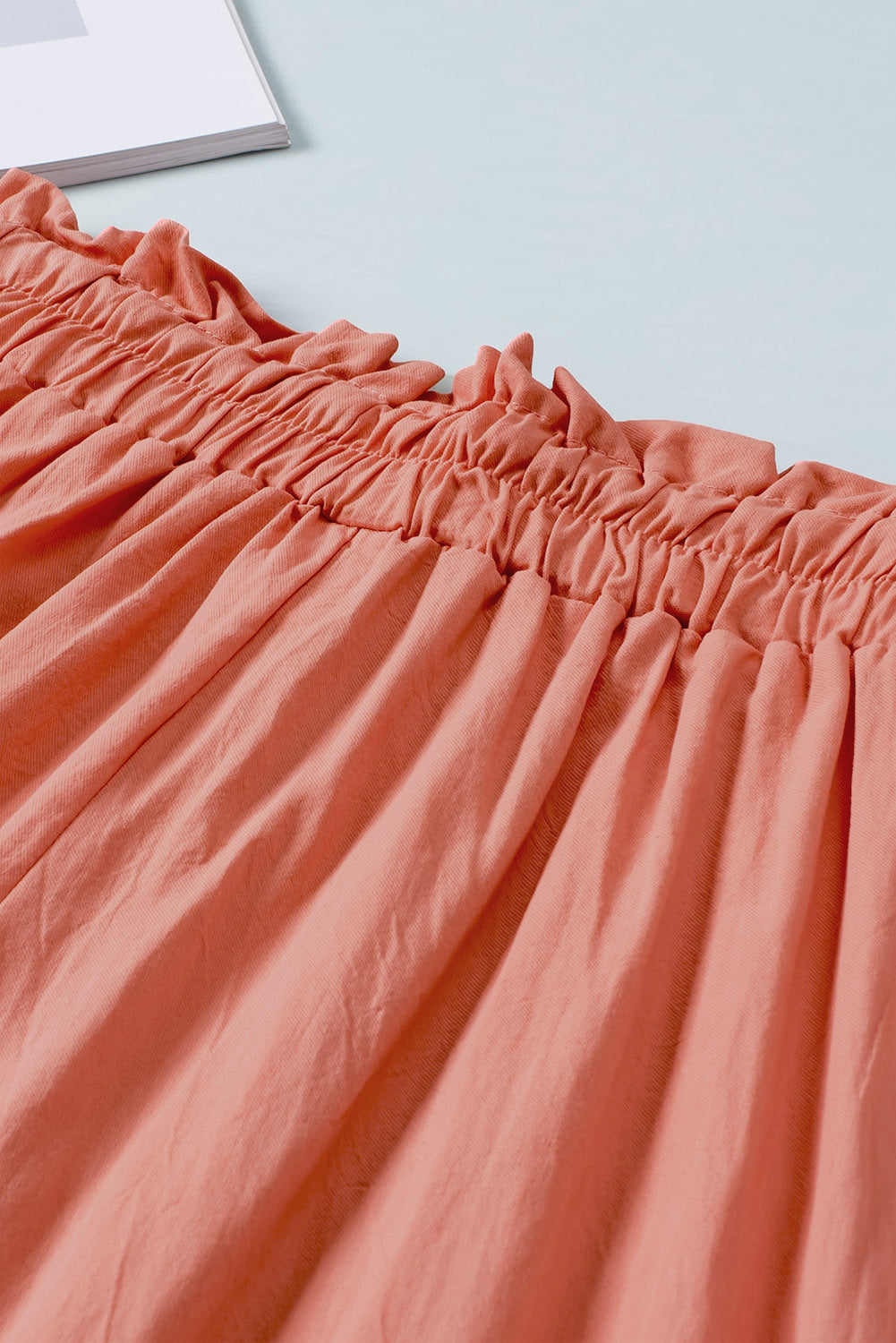 Drawstring Waist Wide Leg 3/4 Length Pants
