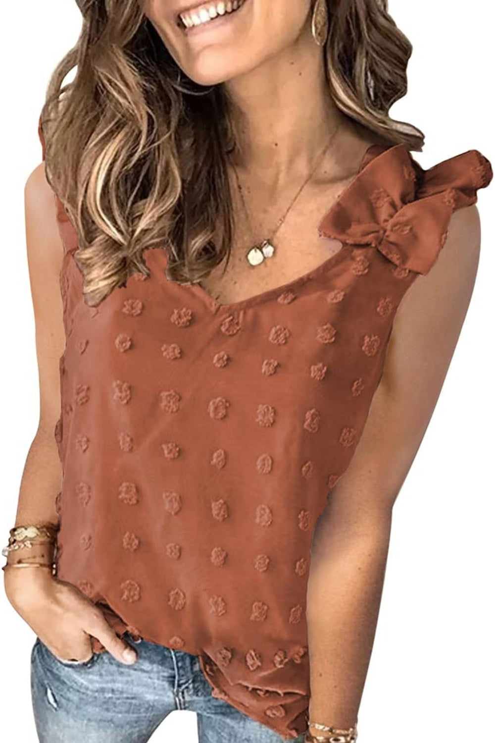 Dotted Delight V-Neck Tank