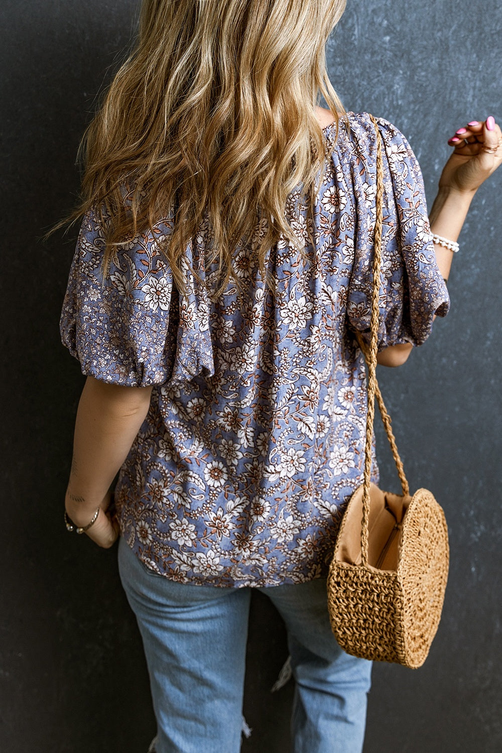 Periwinkle Petal Tie-Neck Blouse