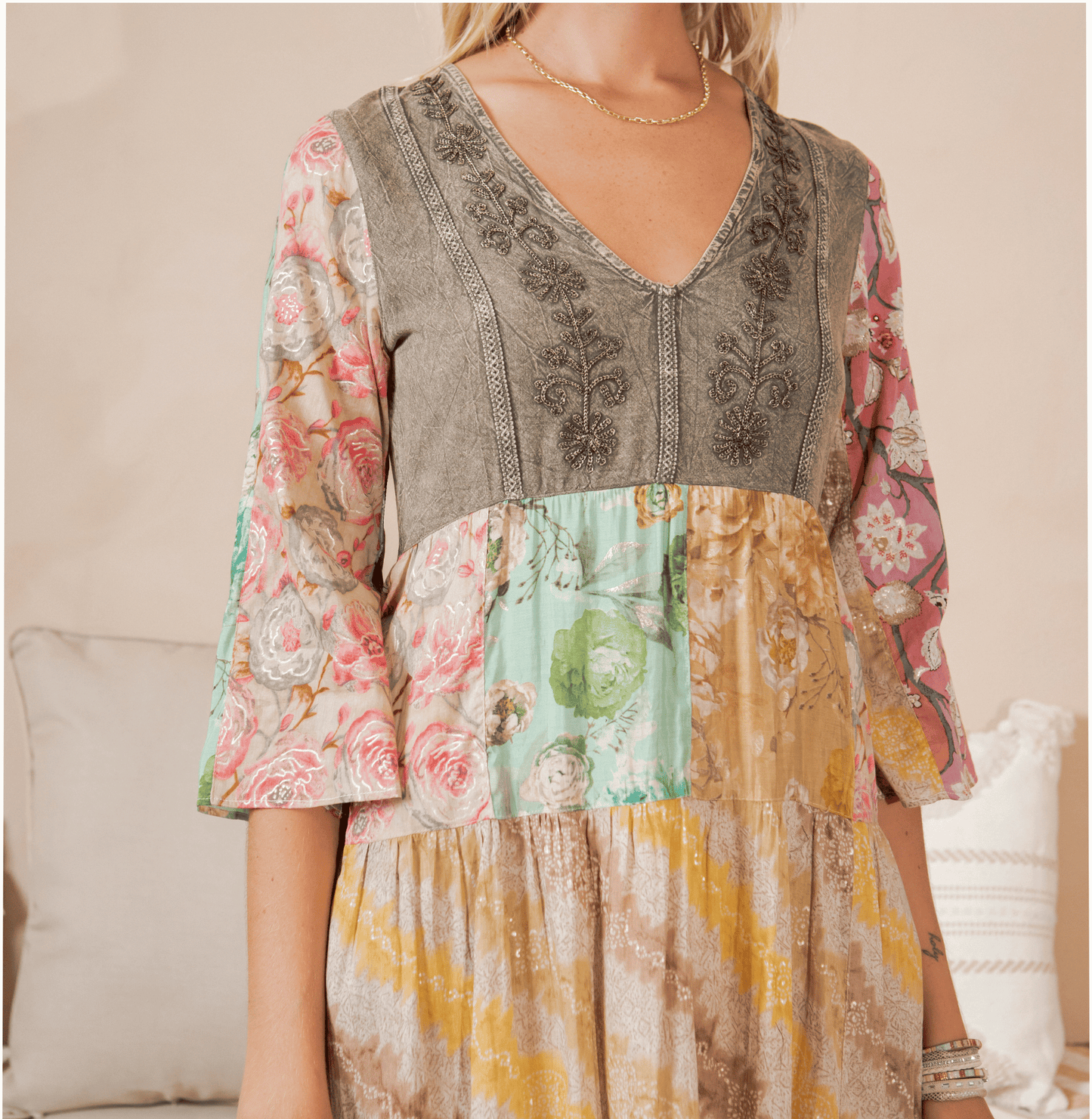 Boho Patchwork Dream Midi Dress