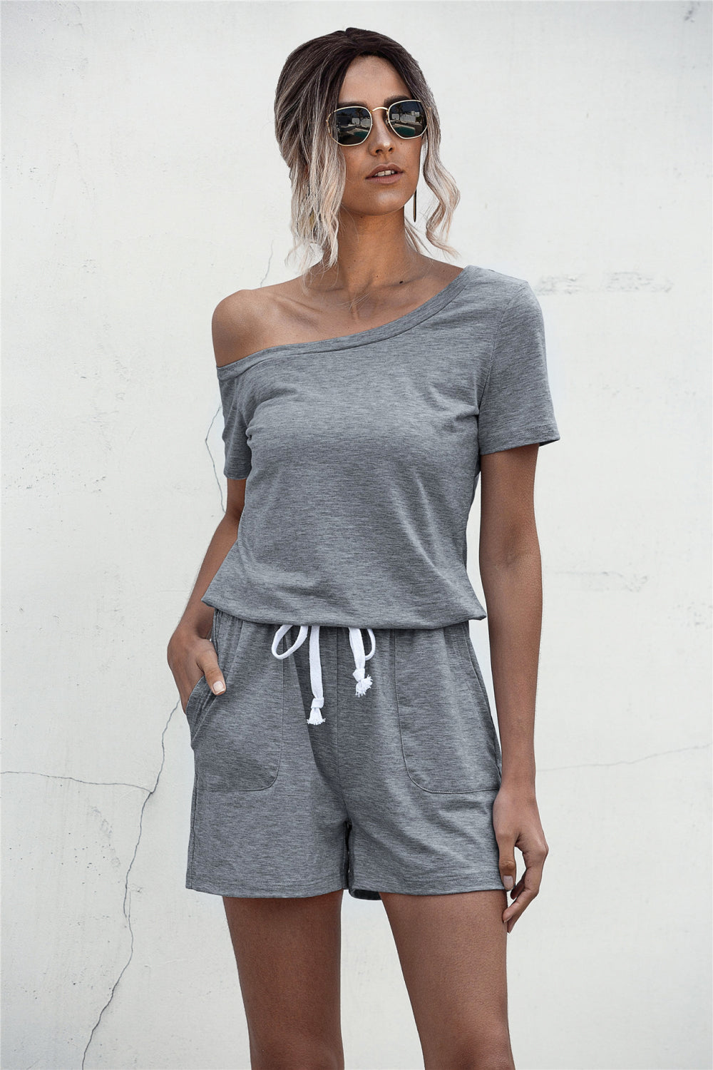 Romper One Shoulder Tie Waist