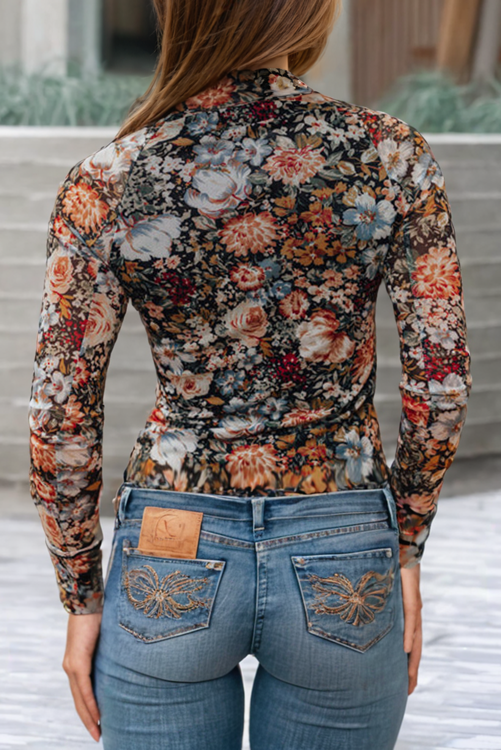 Autumn Bloom Mesh Blouse