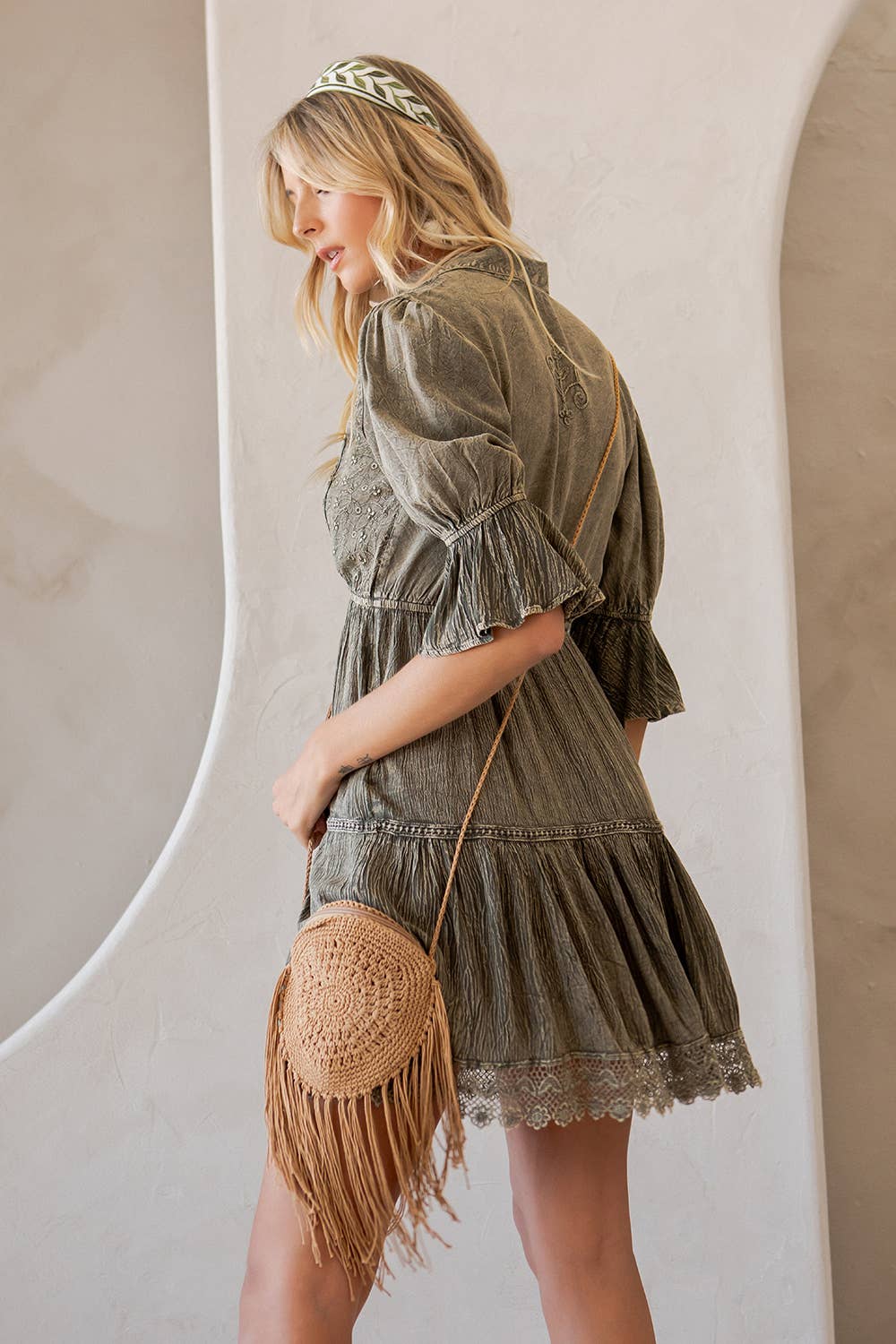 Whimsical Charm Stone-Washed Babydoll Dress