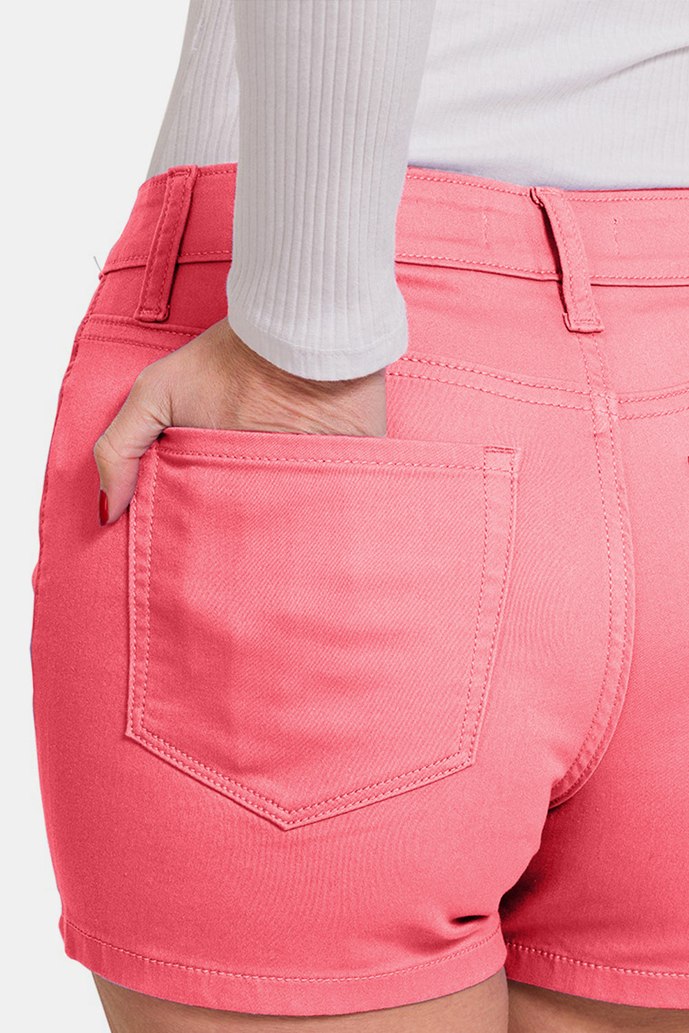 Zenana Fuchsia Flare High Waist Denim Shorts