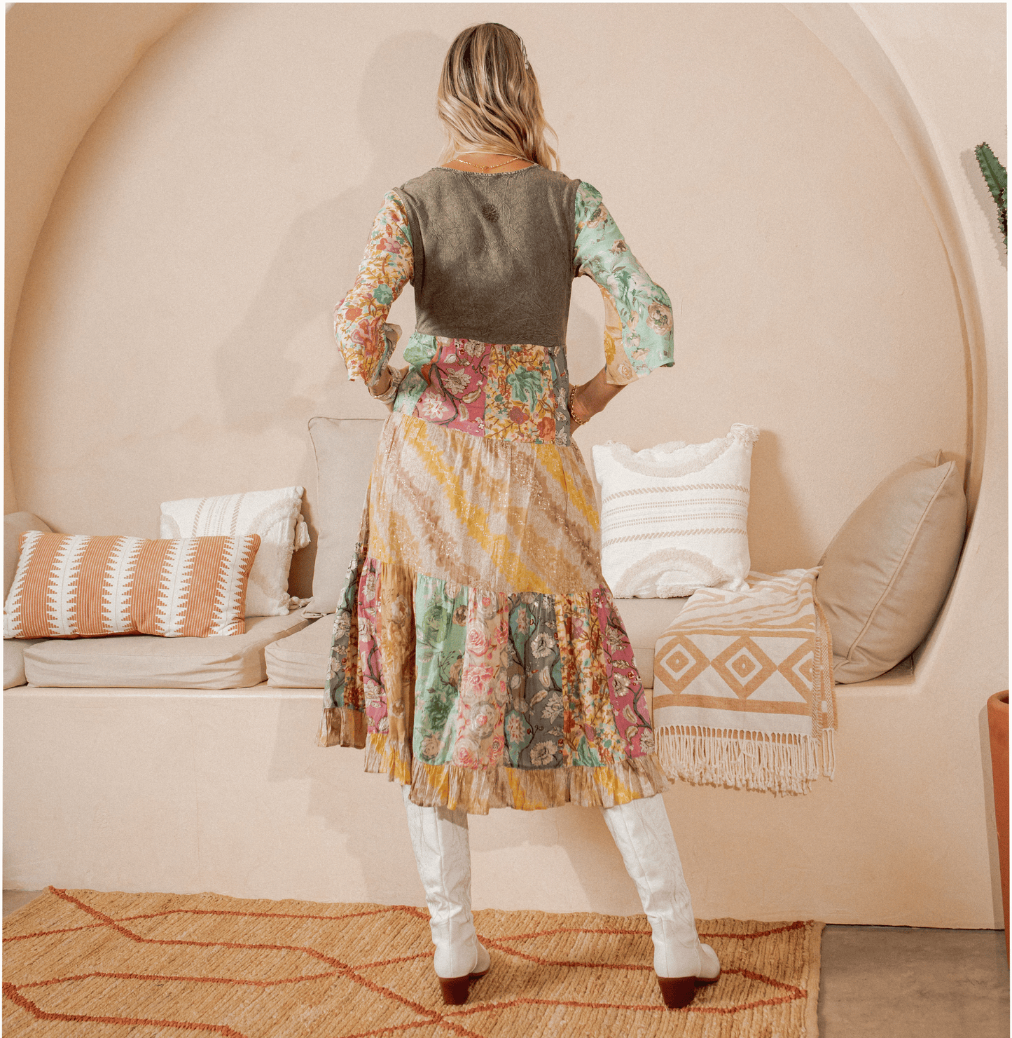 Boho Patchwork Dream Midi Dress