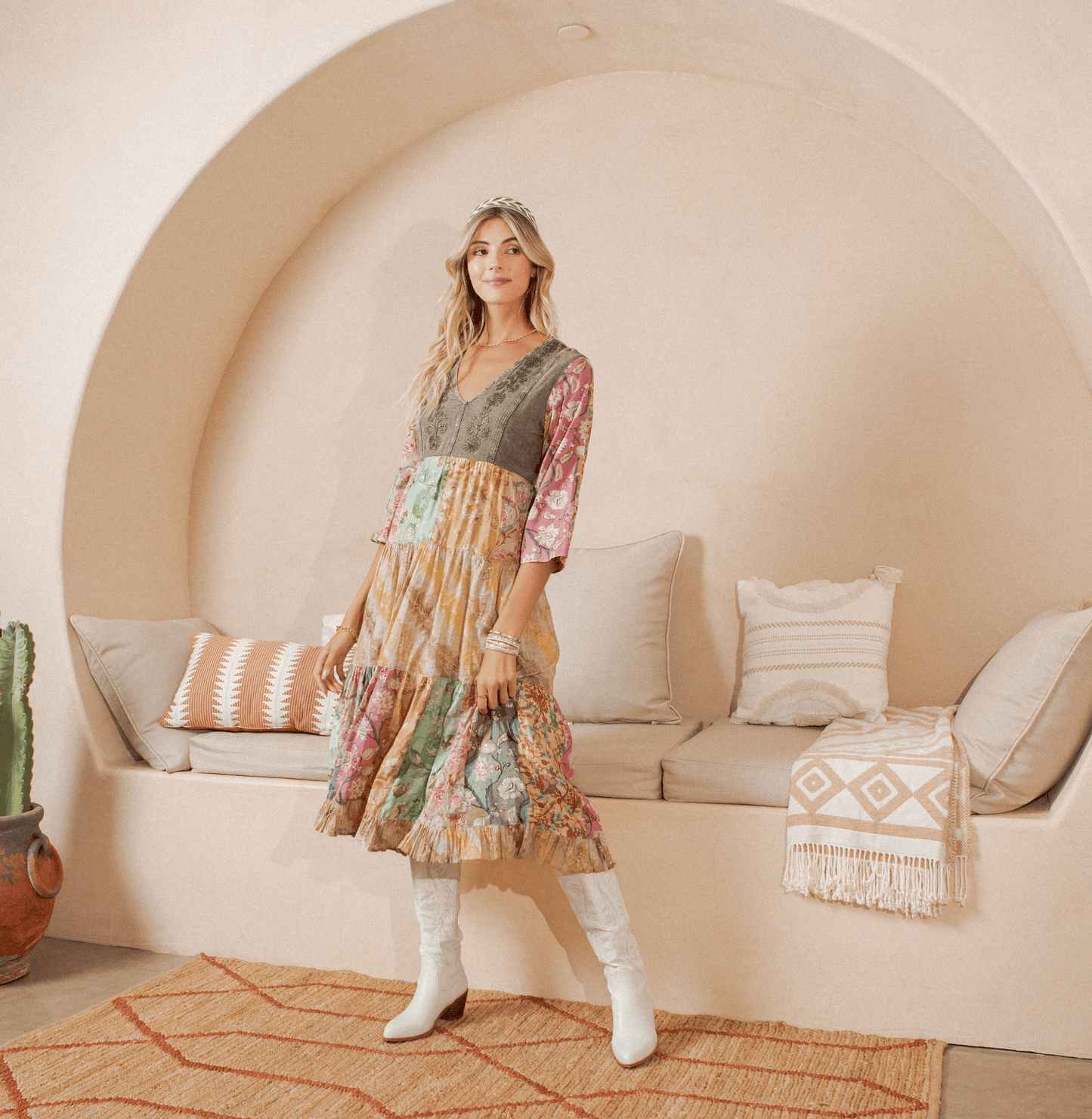Boho Patchwork Dream Midi Dress