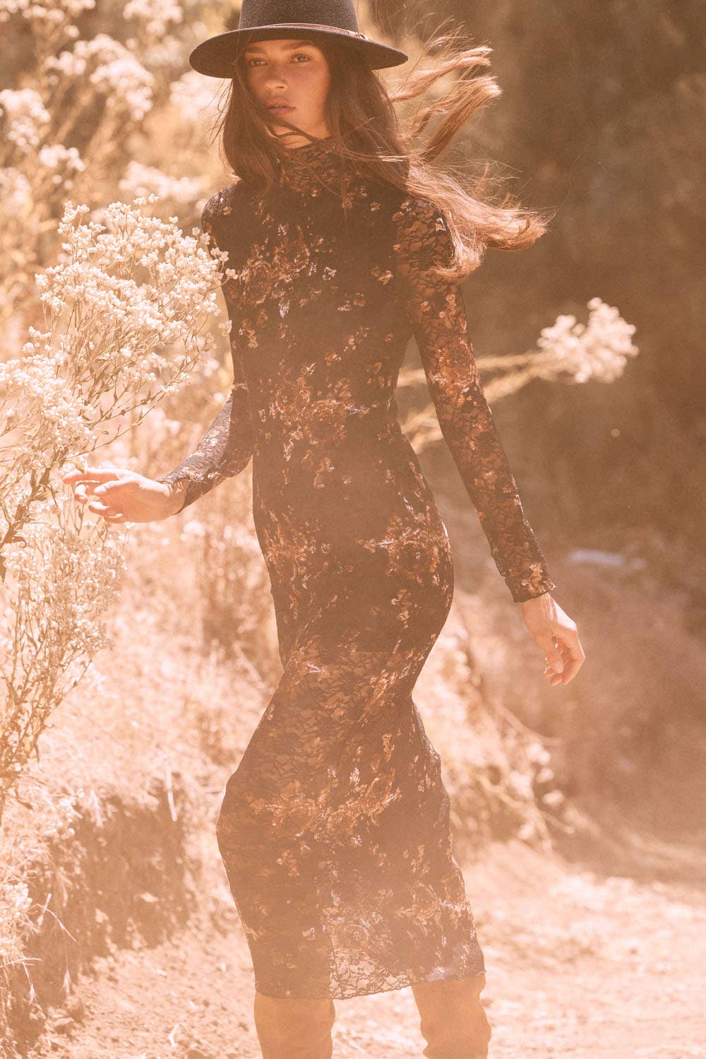 Ethereal Bloom Lace Midi Dress