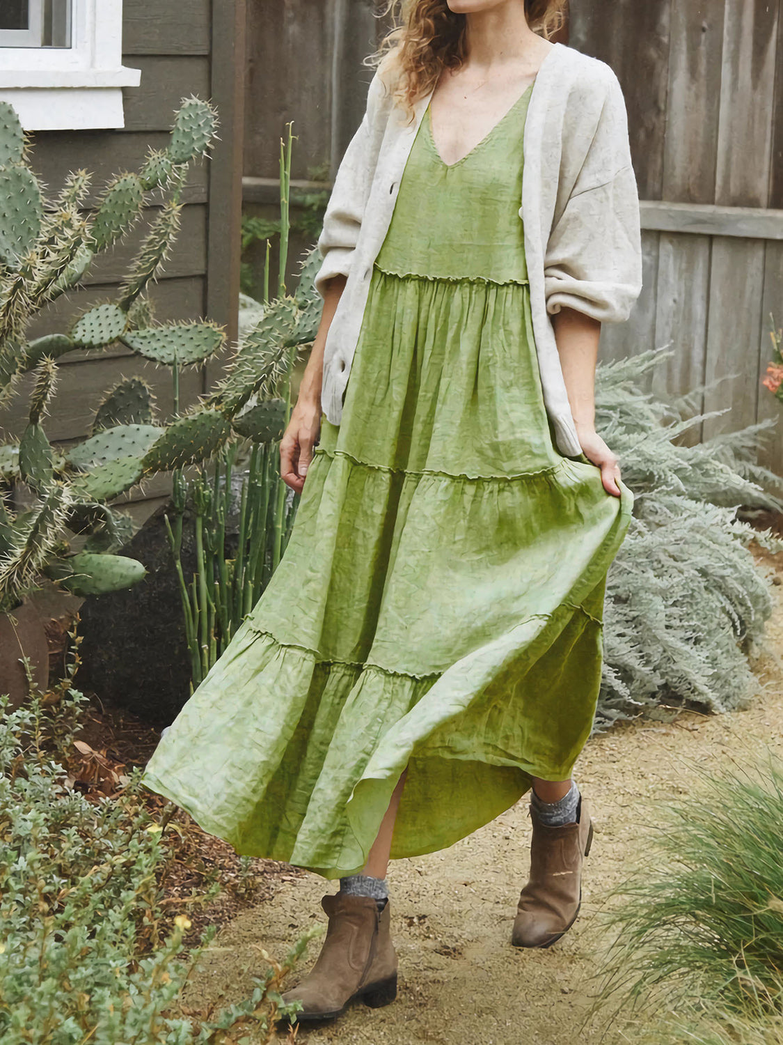 Sage Serenity Tiered Dress Easy Life Boutique Sage Serenity Tiered Dress Easy Life Boutique