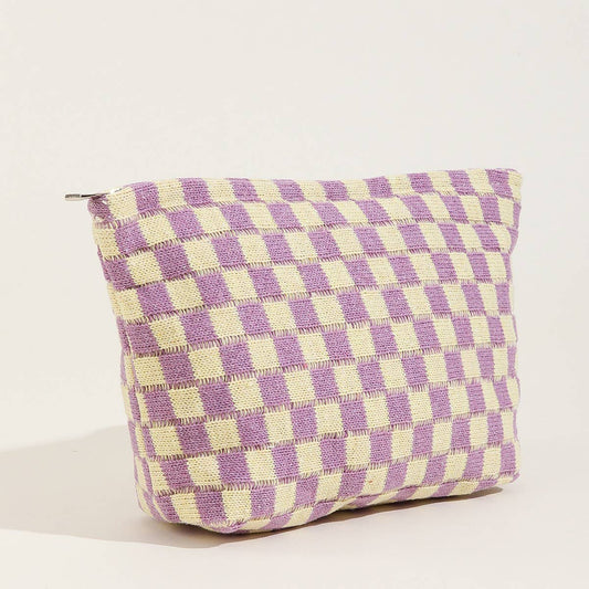Lavender Checker Travel Cosmetic Bag