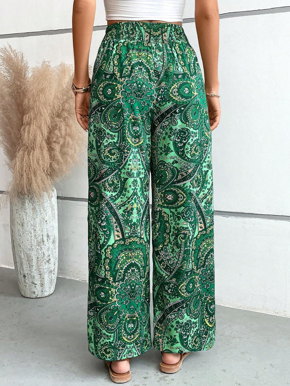 Pasley Print Wide Leg Pants In A Variety Of Colors