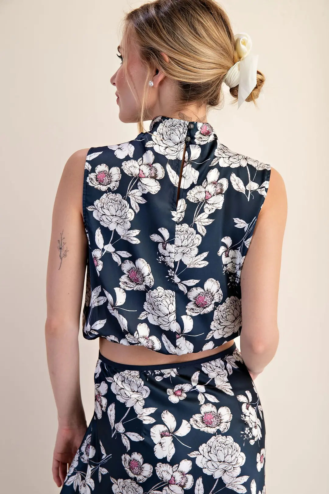 Midnight Bloom Satin Set