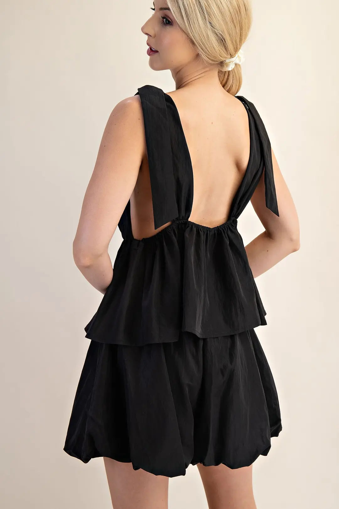 Bow Belle Tiered Top – Black