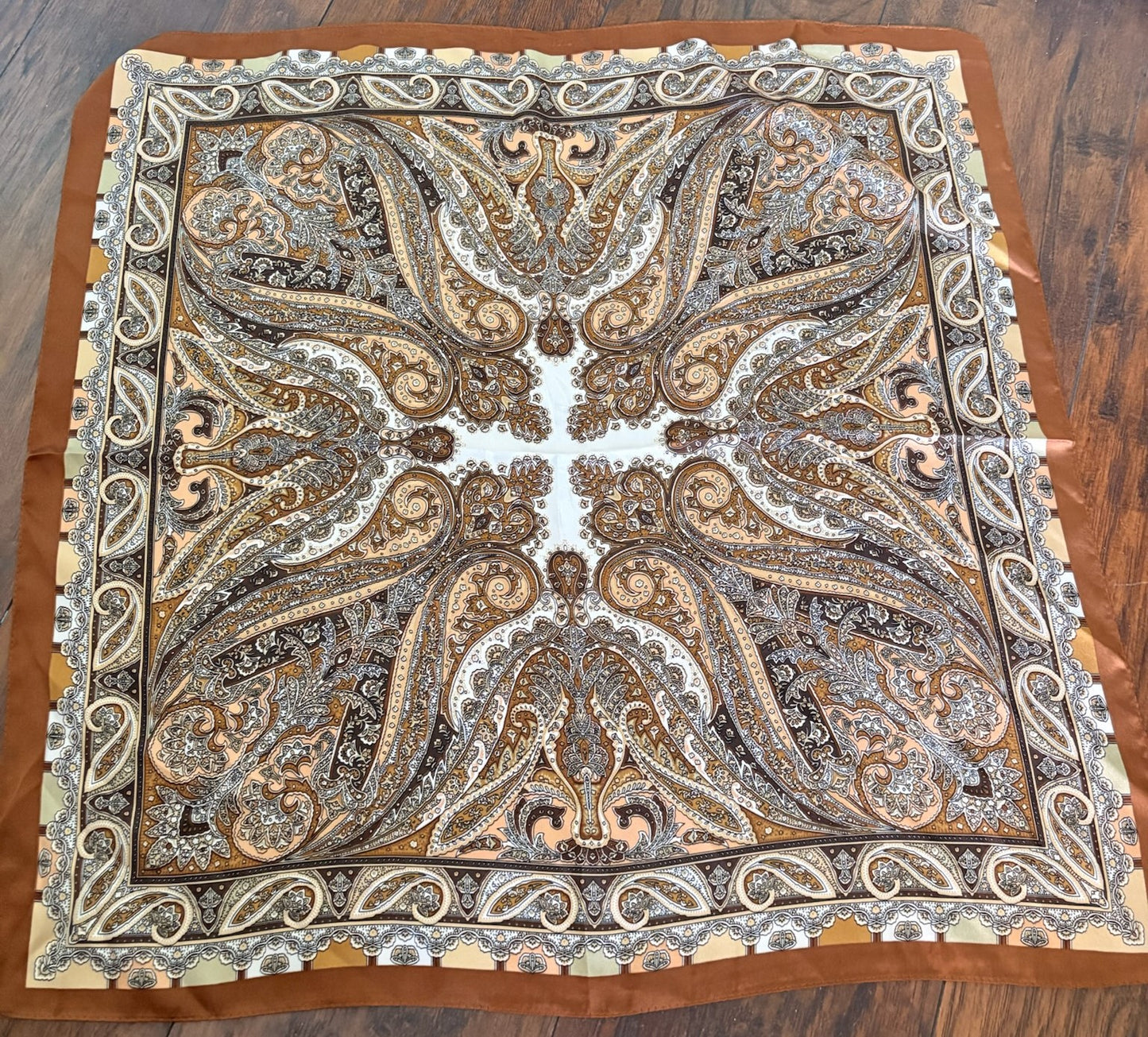 Bronze Paisley Satin Scarf