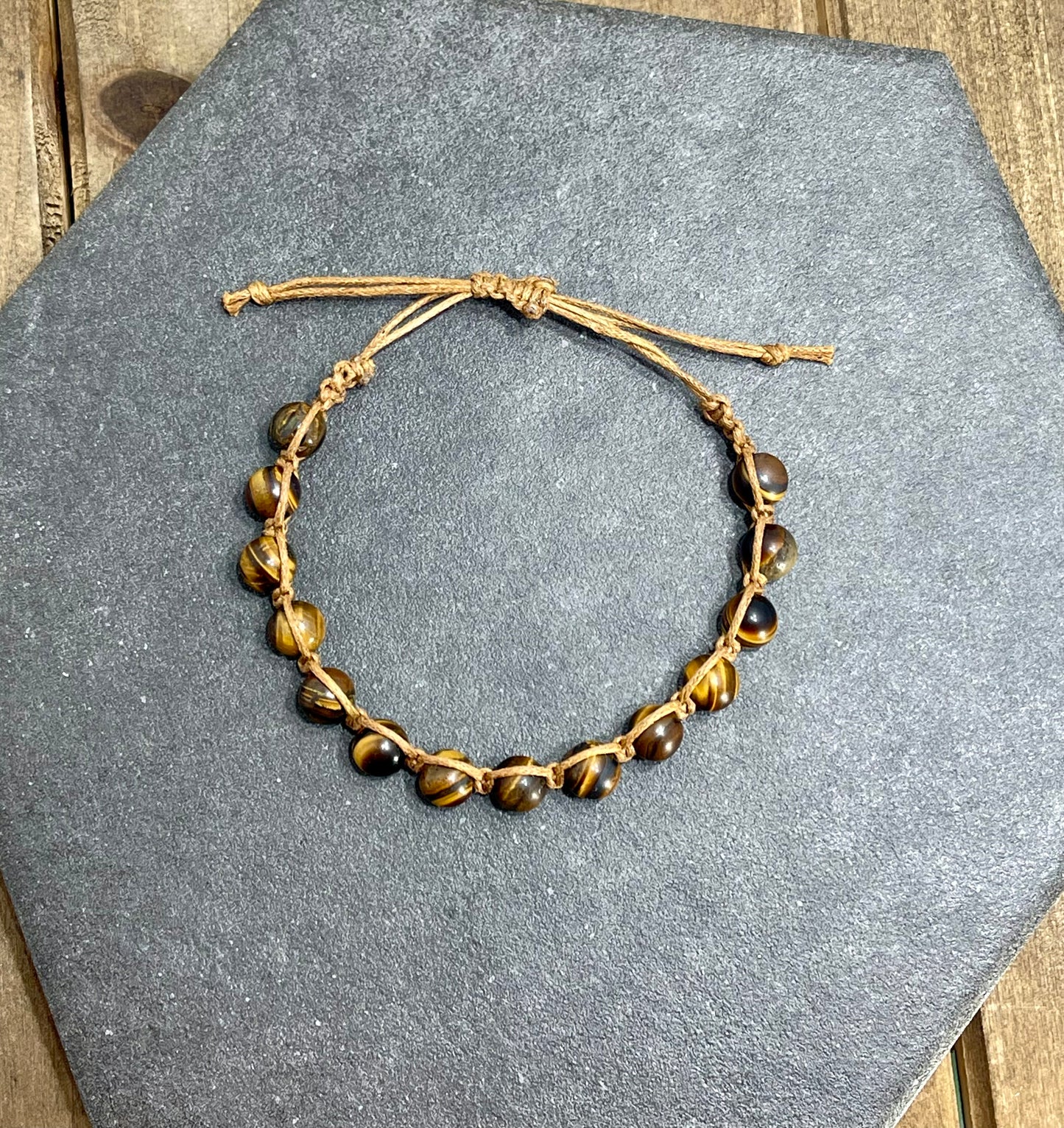 Earthen Elegance Men's Bracelet Matte Tigers Eye Gemstones Adjustable