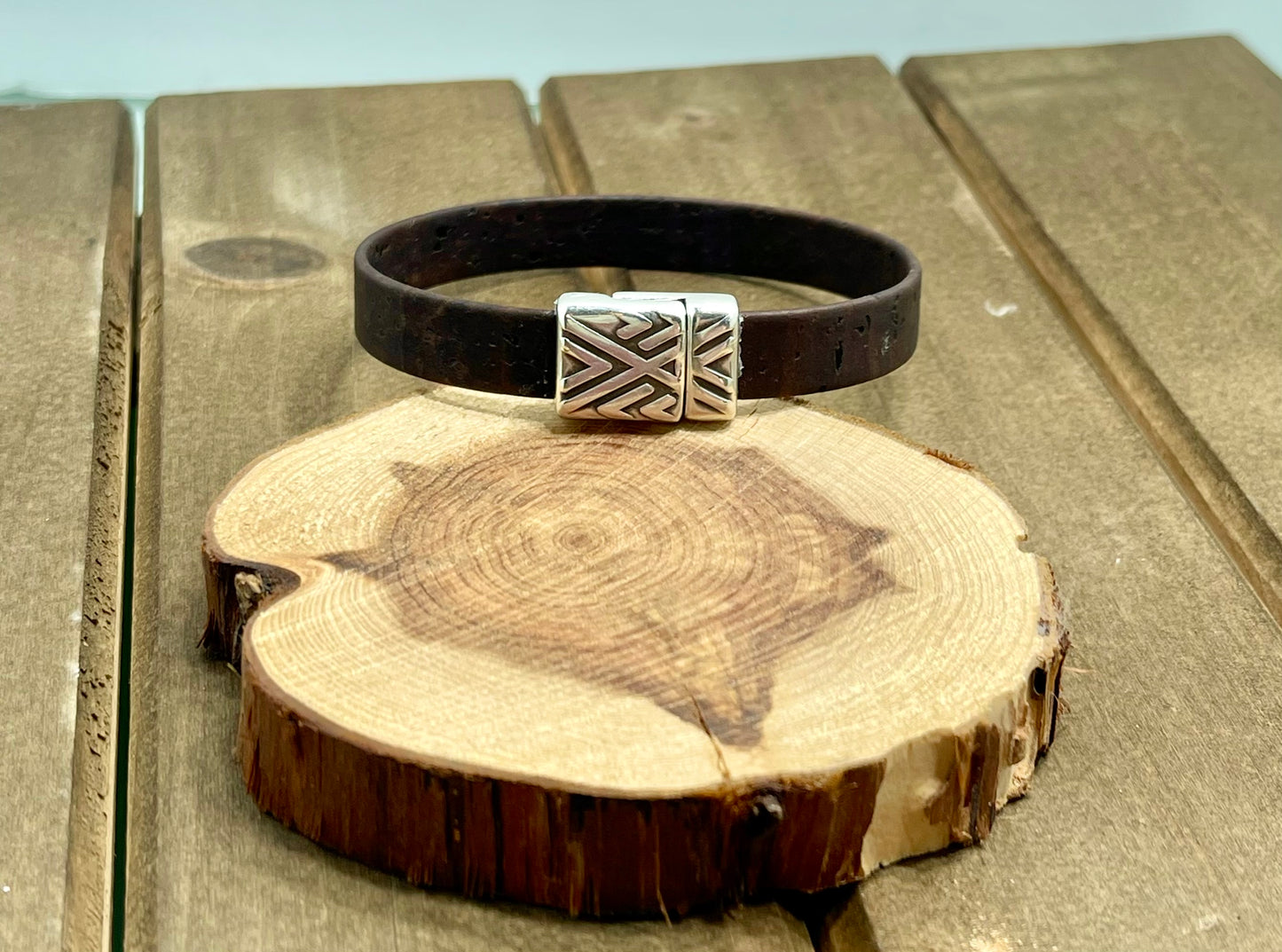 GeoCork Magnetique Men's Bracelet Natural Cork Vegan Leather