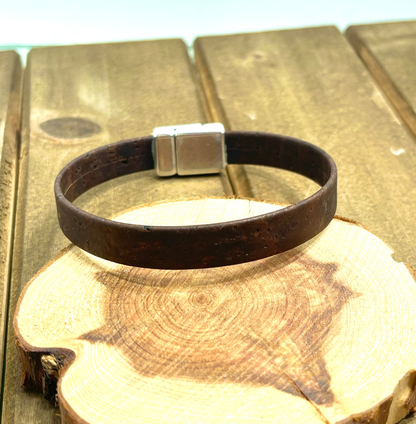 GeoCork Magnetique Men's Bracelet Natural Cork Vegan Leather