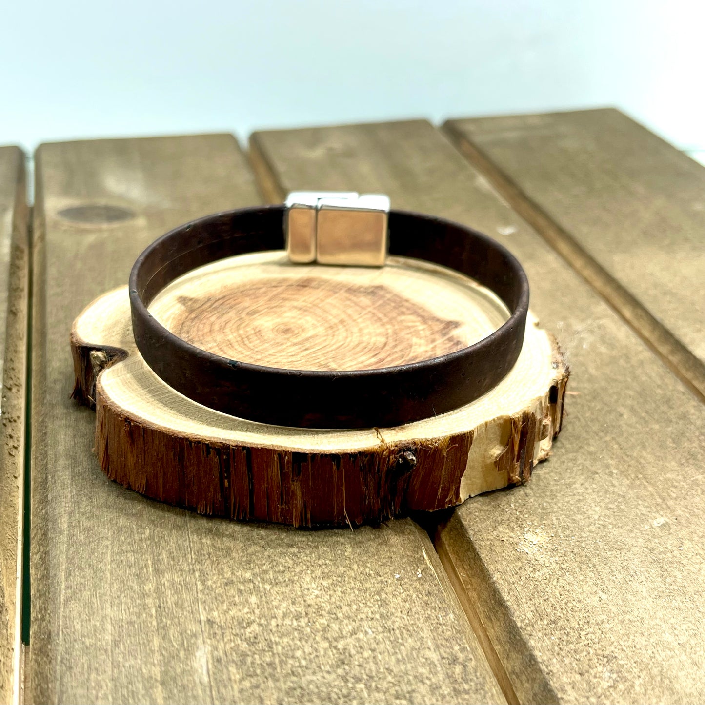 GeoCork Magnetique Men's Bracelet Natural Cork Vegan Leather