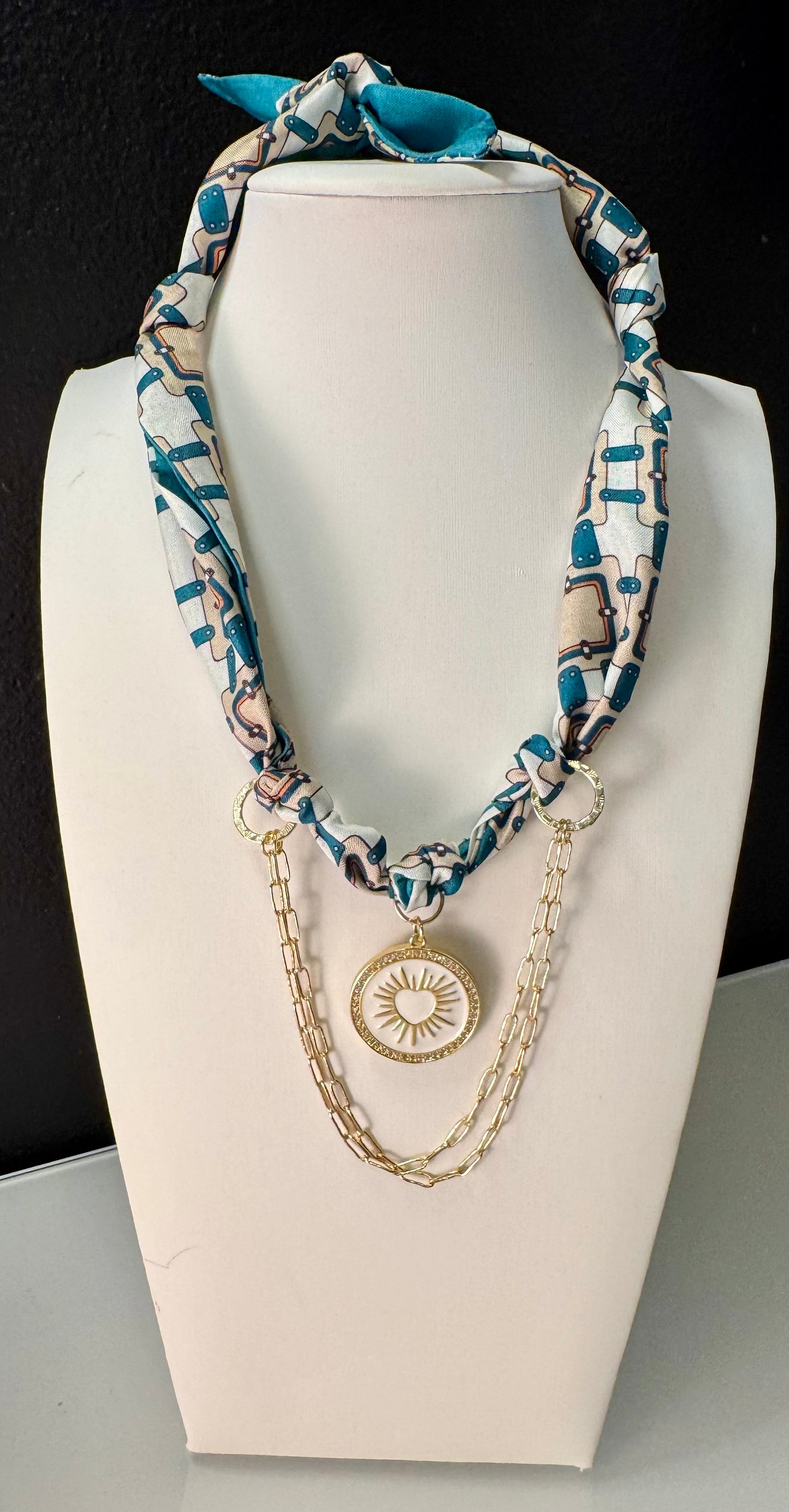 Coastal Heart Scarf Charm Necklace