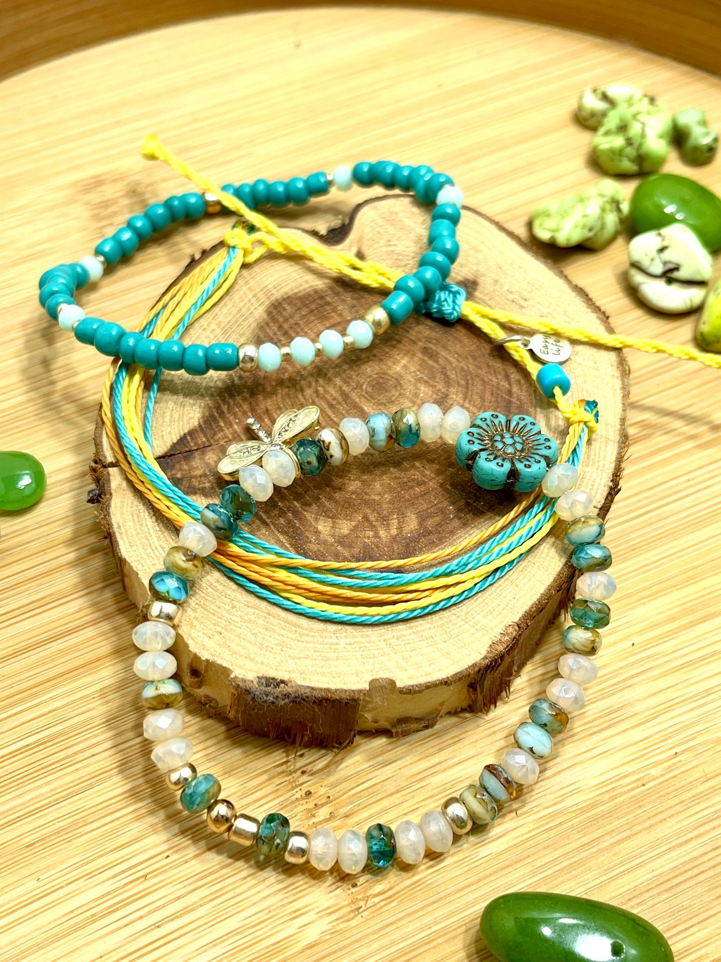 Hawaiian Blue Beaded Bracelets Set of 3