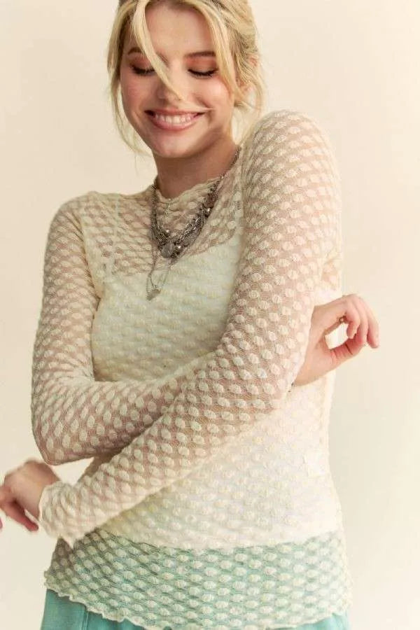Delicate Dot Lace Mesh Layering Top