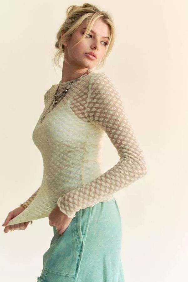 Delicate Dot Lace Mesh Layering Top