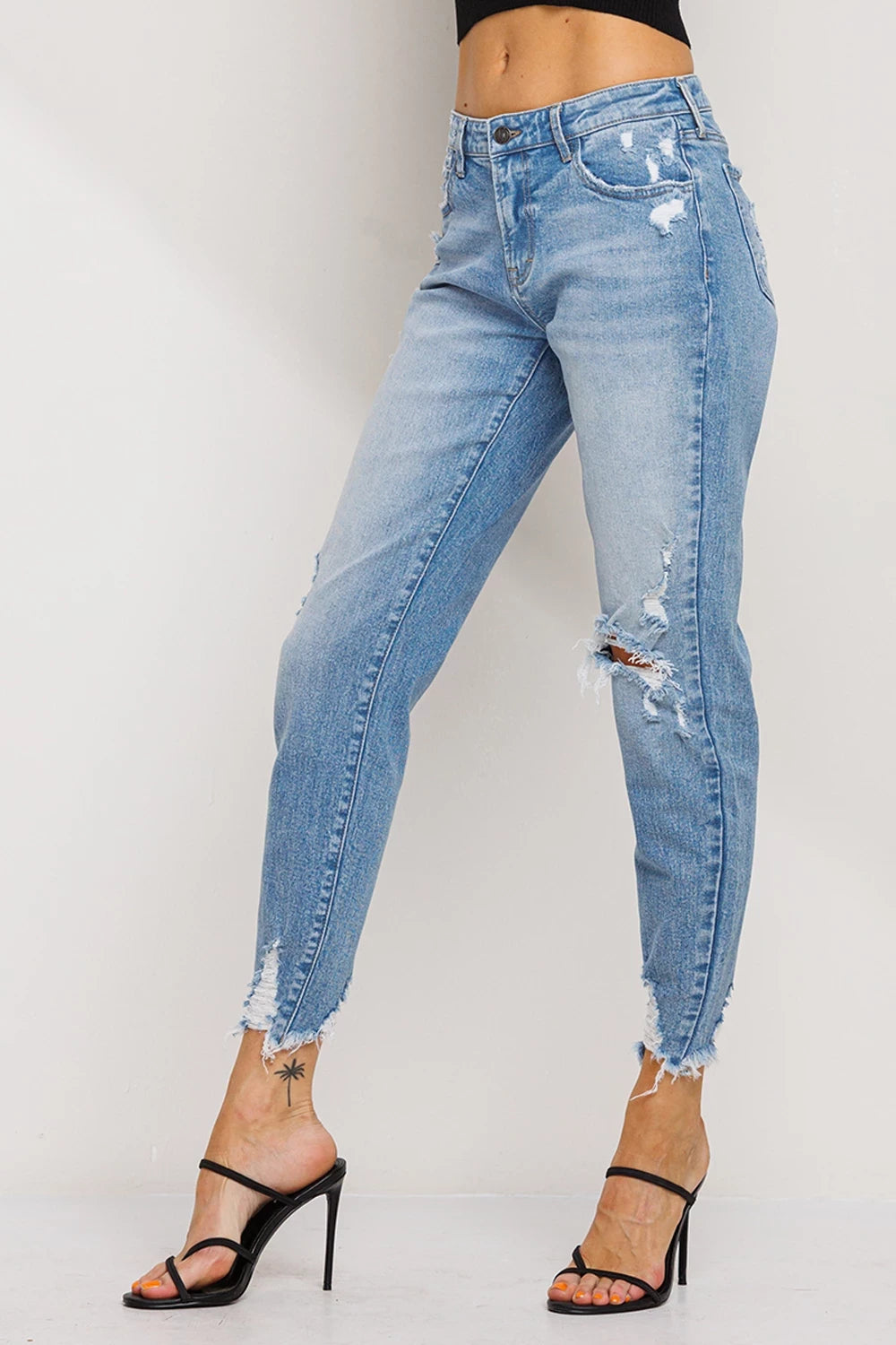 Edge Factor Distressed Mid-Rise Skinny Jeans