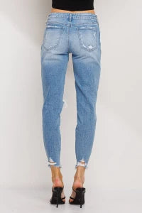 Edge Factor Distressed Mid-Rise Skinny Jeans