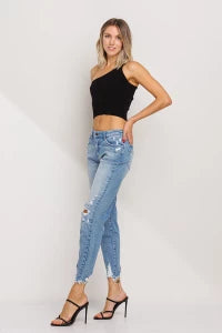 Edge Factor Distressed Mid-Rise Skinny Jeans
