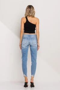 Edge Factor Distressed Mid-Rise Skinny Jeans