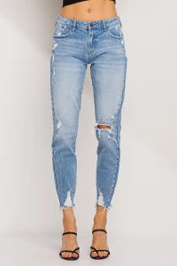 Edge Factor Distressed Mid-Rise Skinny Jeans