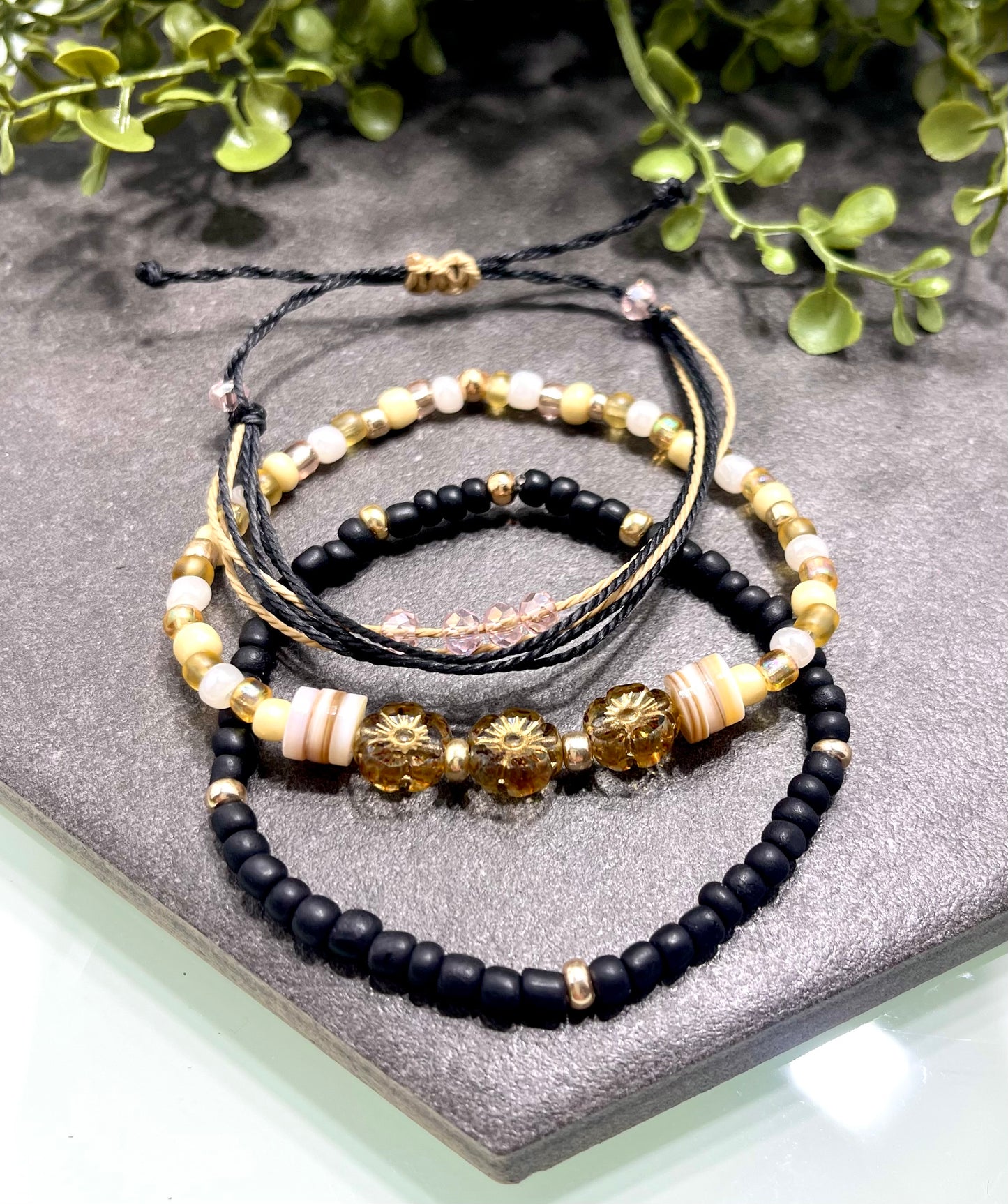Midnight Blossom Bracelets Set Of 3