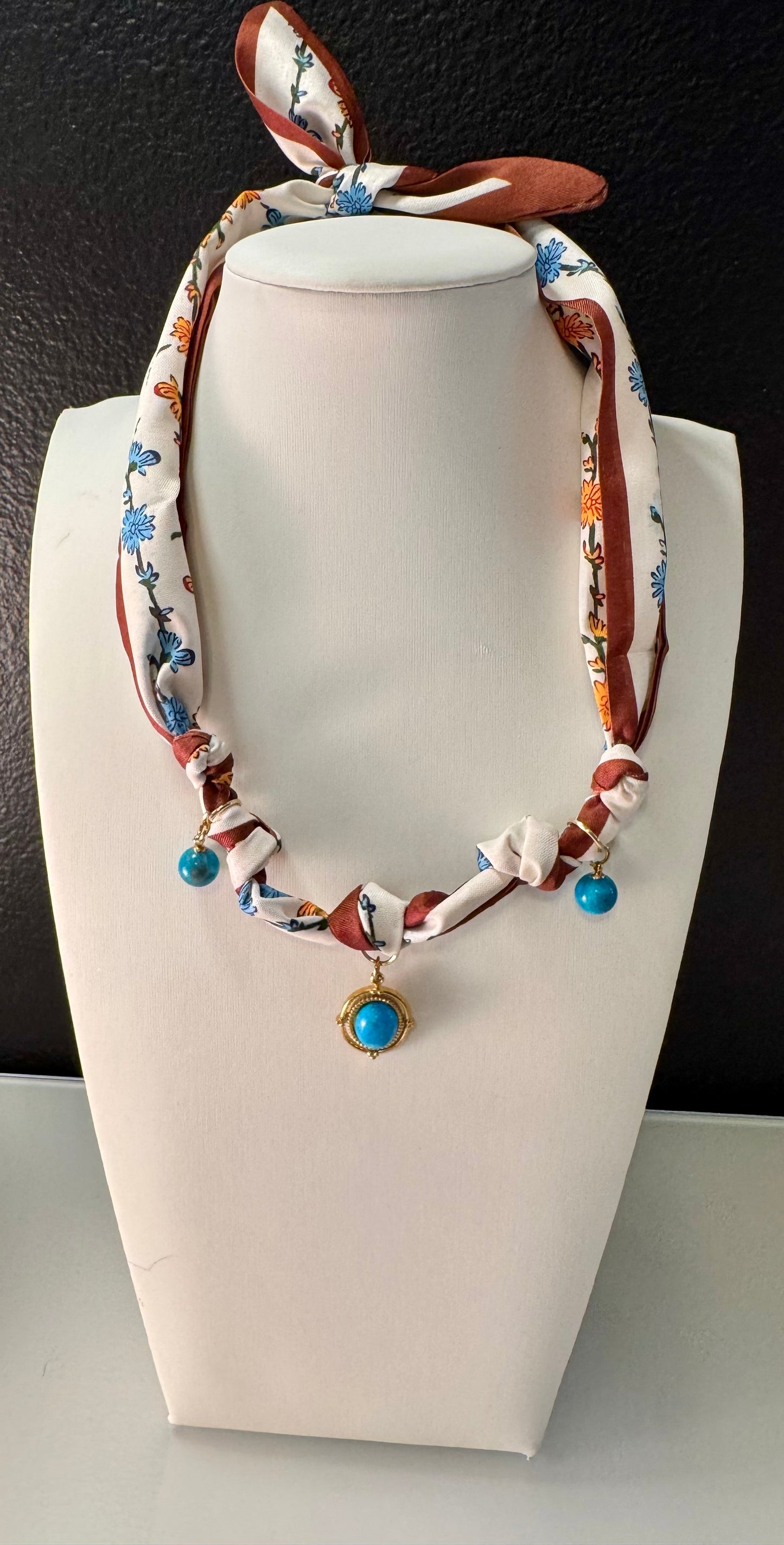 Rust Blossom Scarf Charm Necklace
