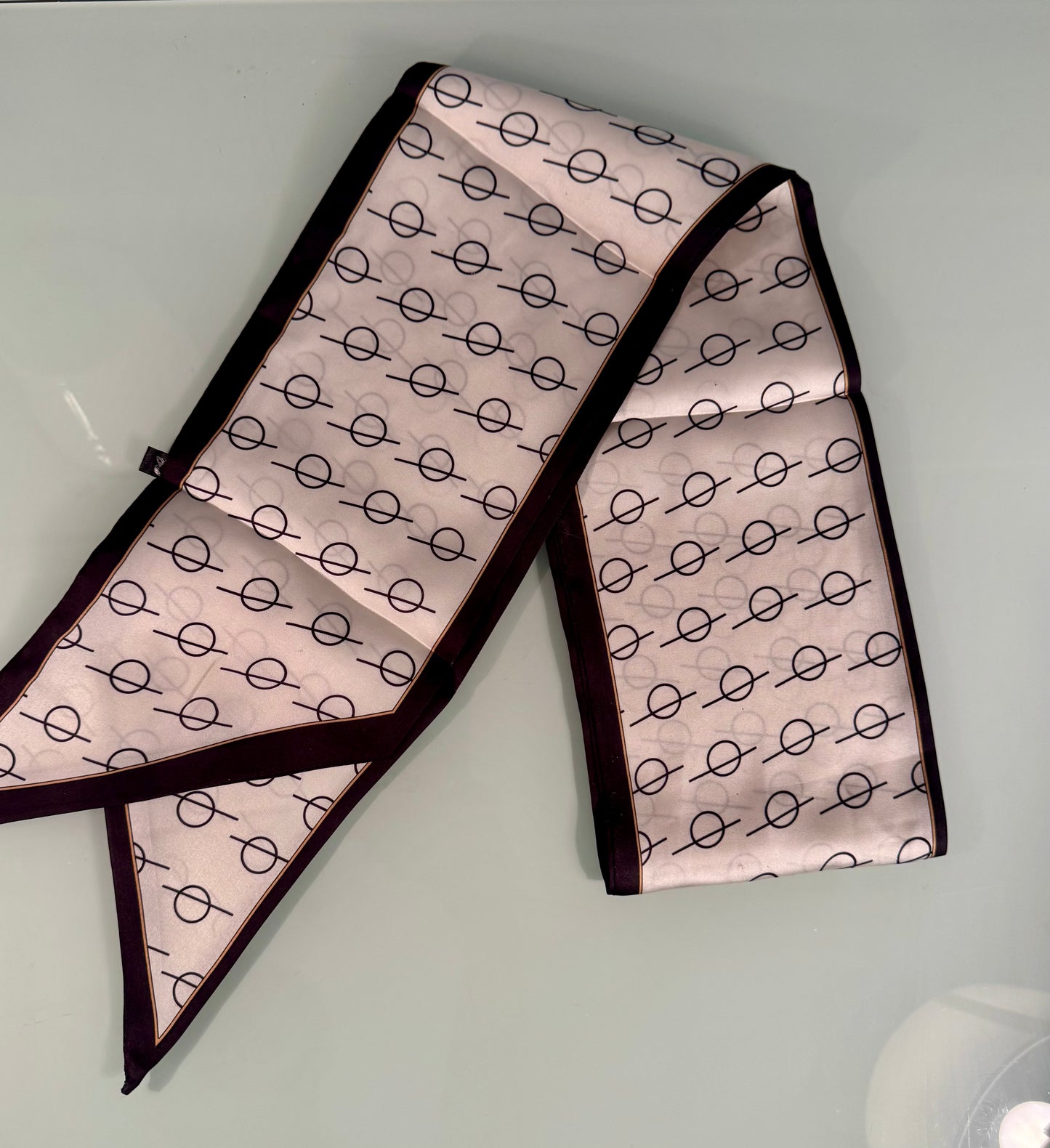 Saddle Lane Silk Scarf – Ivory & Espresso
