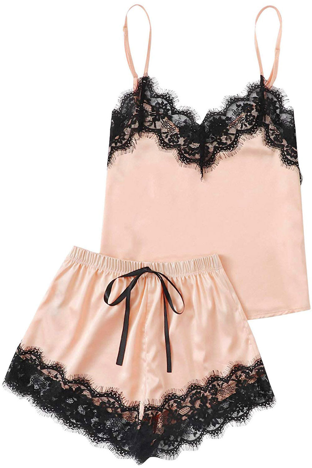 Black Lace Detail Sleepwear Set