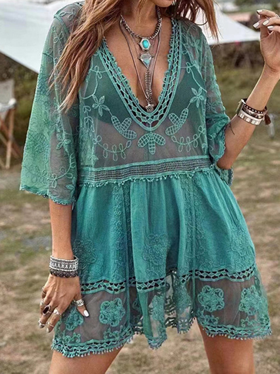 Lace Haven Plunge Cover-Up