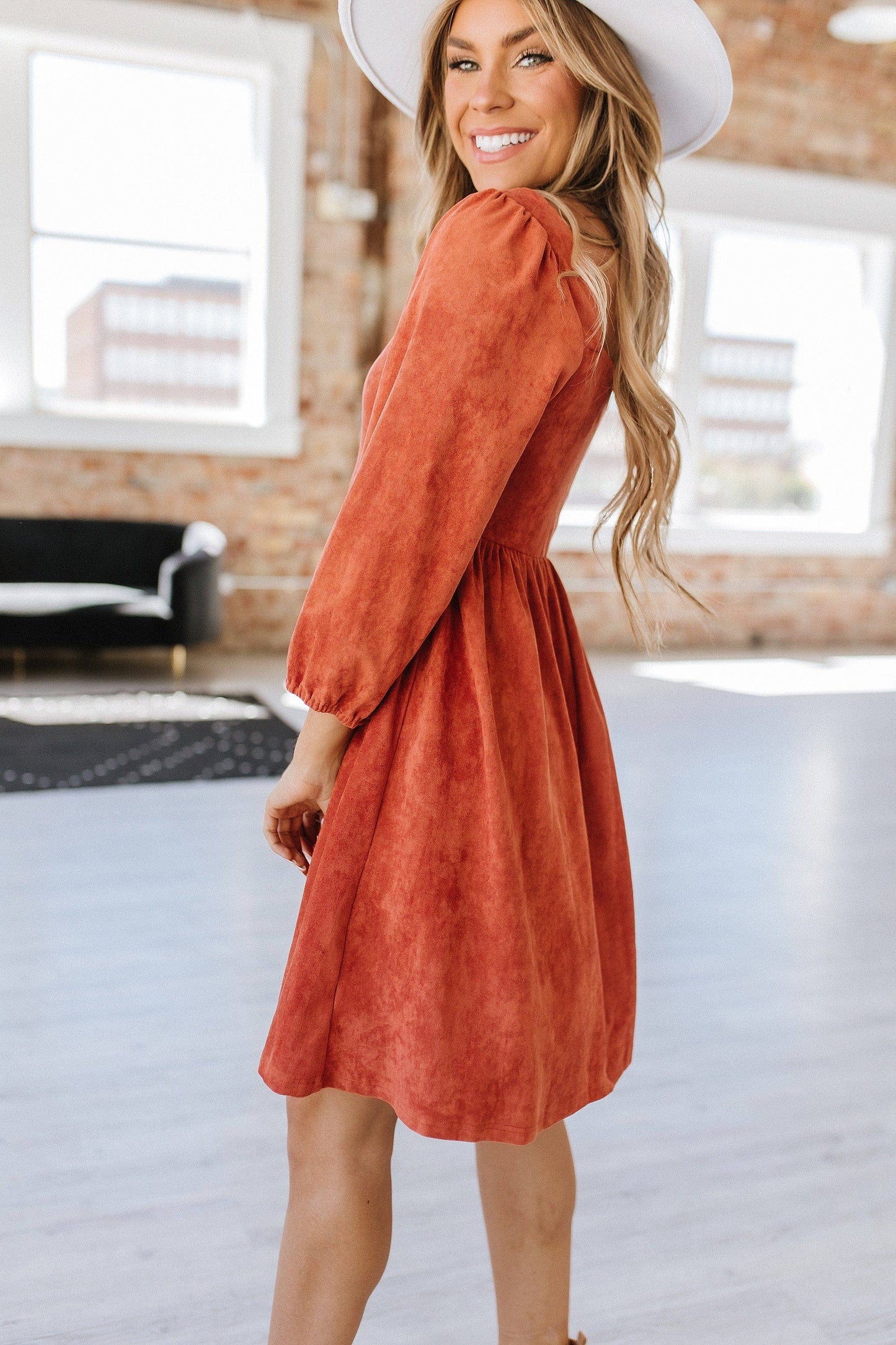 Sunset Glow Square Neck Dress