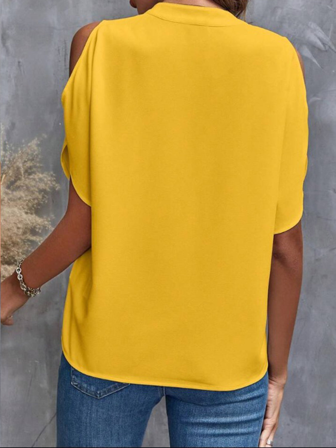 Chic Notch Cold Shoulder Blouse