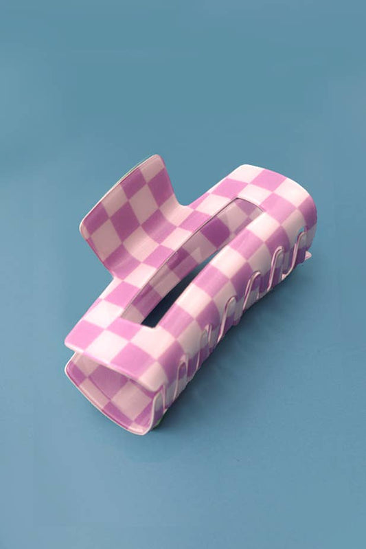 Lavender Checkered Hair Clip