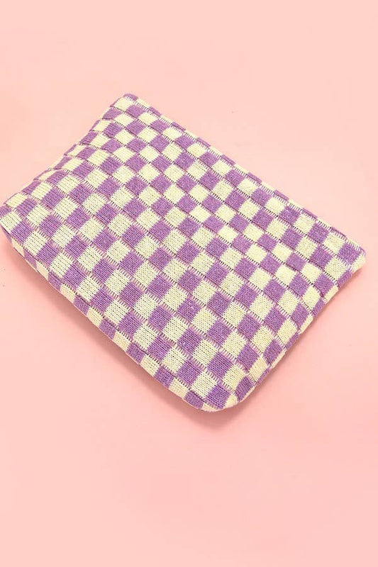 Lavender Checker Travel Cosmetic Bag