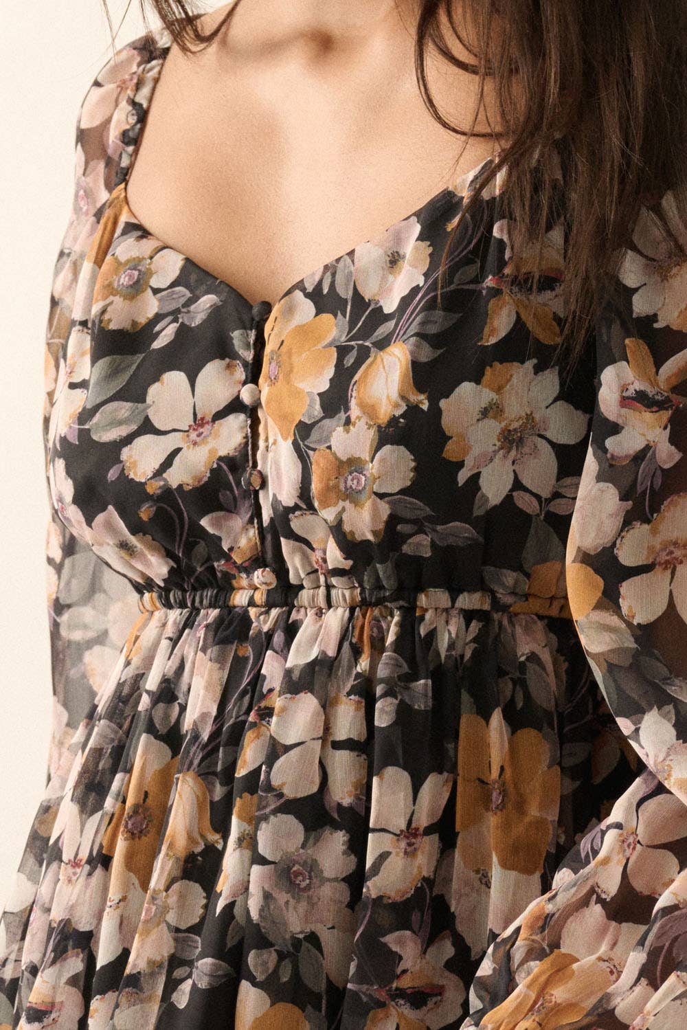 Midnight Bloom Sweetheart Mini Dress