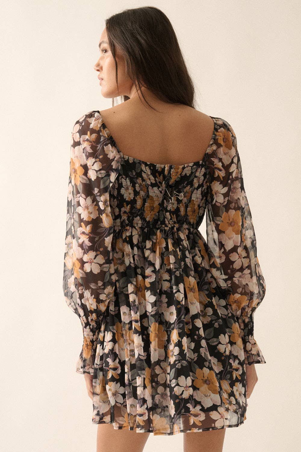 Midnight Bloom Sweetheart Mini Dress