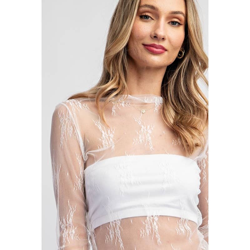 LaceBloom Sheer Floral Blouse